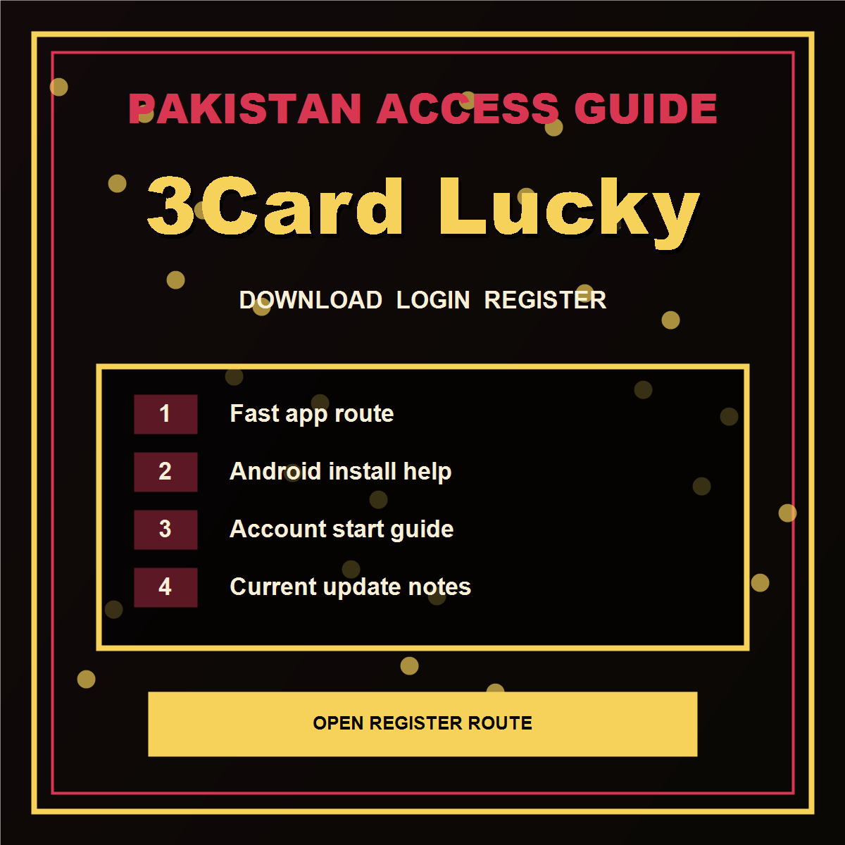 3Card Lucky Pakistan alternative route poster